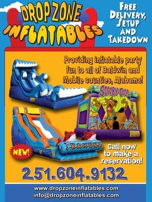 Drop Zone Inflatables, Party Inflatable Rentals, Daphne, Fairhope, Spanish Fort, Robertsdale, Foley, AL