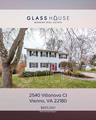 Sold! 2540 Villanova Ct Vienna VA | $855,000