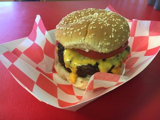 Tinshed's half pound smoked burger with cheese