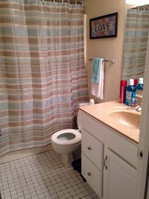 This is my bathroom in my apartment all the bathrooms look like this now in these apartments they have upgraded them