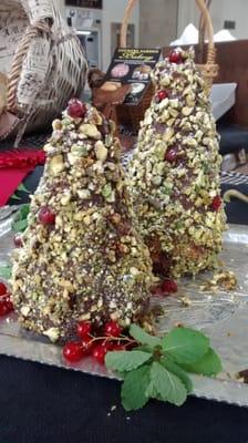 Taking in home to try it. A Christmas holiday confection with pistachio nuts.