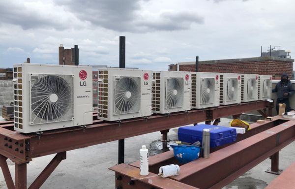 Split AC system install at a new construction building