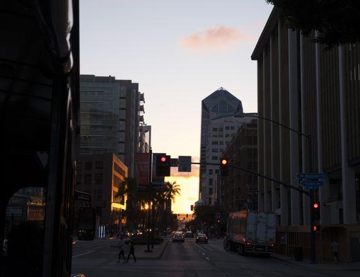 Watching the sunset from the tour bus.