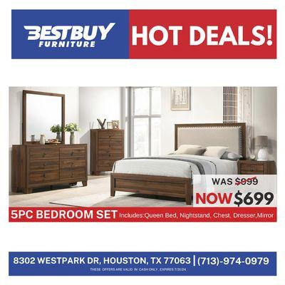 $699.00 5PC Bedroom Set