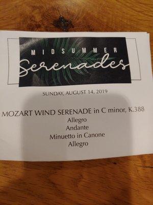 Mozart Wind Concert tonight was great!