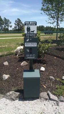 Several dog waste mitt stations.