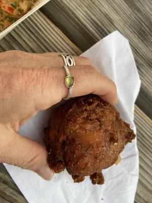 Giant moist dense delicious hush puppy!