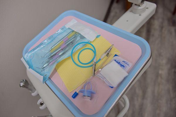 Tray with dental tools at Chapel Hill Dentist Brightside Family Dental