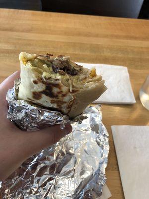 Inside of Chicken Burrito