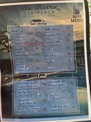 Beer menu