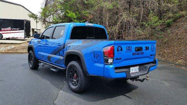 Satin black logo graphics for Visual Perfections 2019 Toyota tacoma.