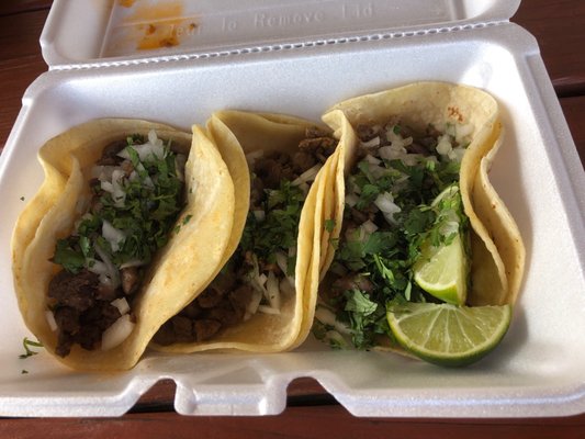 Steak street tacos on corn tortillas