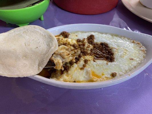 This is the queso fundido with chorizo.  Comes with home made corn tortillas.