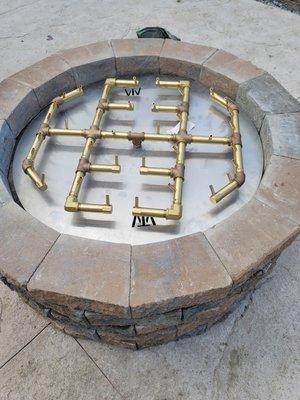 Gas fire pit installation