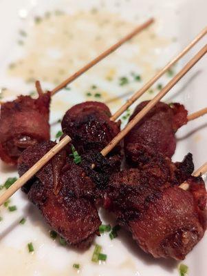 Bacon wrapped dates, stuff with goat cheese.