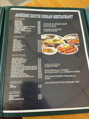 Menu as of 23 July 2023