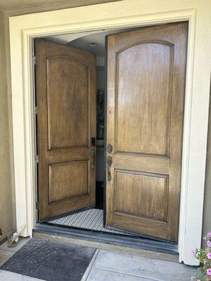 Refinished wooden doors - sanded and stained