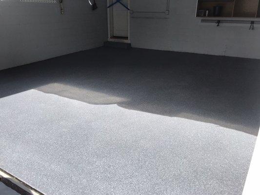 Oyster shell Epoxy Flake Floor for a 2 car garage in Arlington Heights