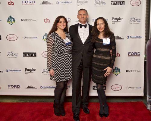 Susan Dunhoff, Professional Matchmaker and Alexandra Ciminaro with James Bond at the Pittsburgh Social Exchange Holiday Party.