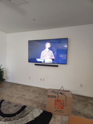 nicely leveled TV and soundbar