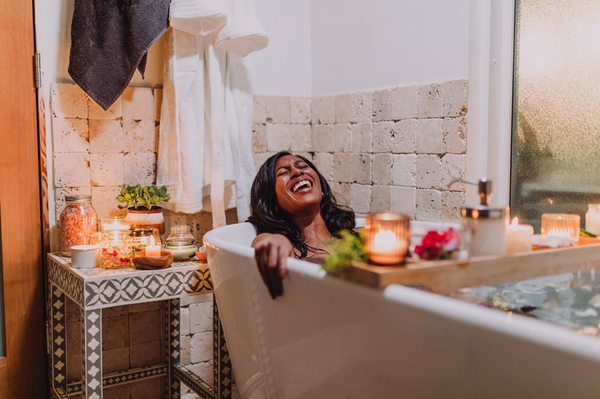 Woman relaxing in tub