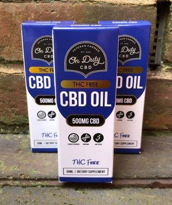 On Duty CBD Oil 500mg THC Free. Veteran-Farmed, American CBD Oil, Monroeville, Alabama.