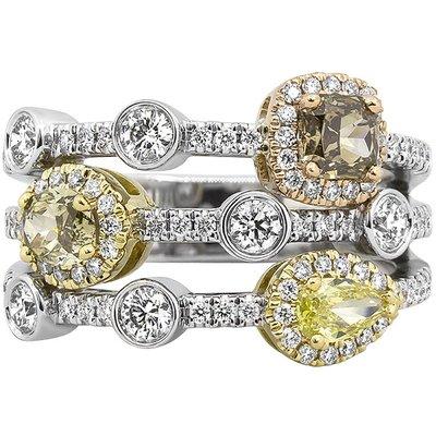 Enhance your look with 
 
 Stackables in 14kt. with 
 fancy colored diamonds