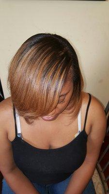 Natural hair, custom color, cut and style