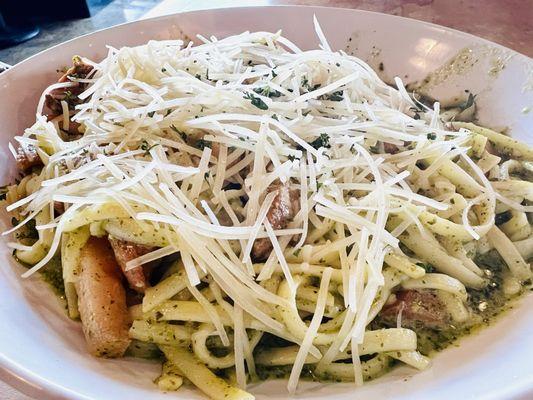 Chicken andouille pesto pasta special. So good!!