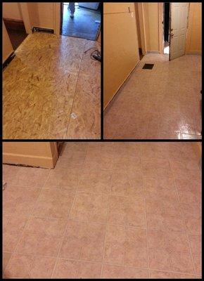 Before and After Laminate Flooring. One of many services offered. Done by GT Contracting Services LLC.