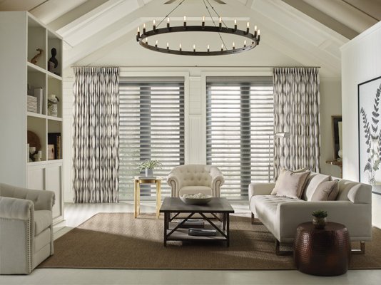 Drapery panels with Hunter Douglas Shading