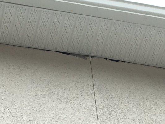 Example of gaps between stucco and soffit.