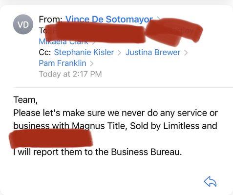 Email from Cooper's accountant, Vince De Sotomayor.