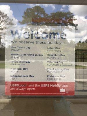 Holiday hours