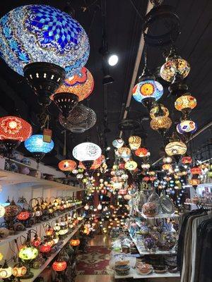 A den of delight. These hand crafted lights are globes of inspiration.