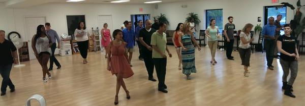 Fun & friendly salsa classes every Sunday! Beginner 1pm, Intermediate at 2 & 3pm, Advanced at 4pm.  First month of beginner classes just $25