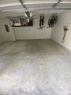 Preparing a garage for epoxy flooring.