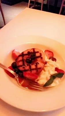 Grilled peach with fresh berries was a great way to end the night!