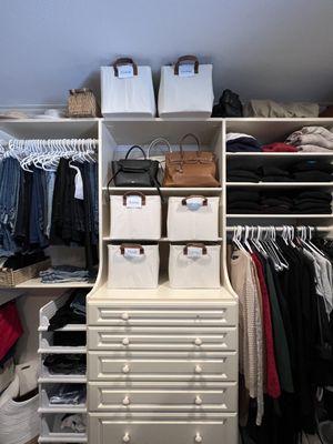 Helping a client move in to her house  we organized her whole home & this is her master closet.