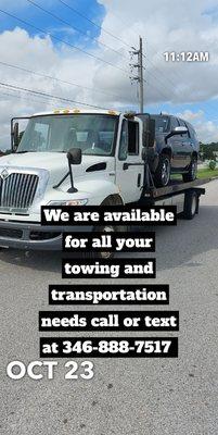 Available for all your towing and transportation needs