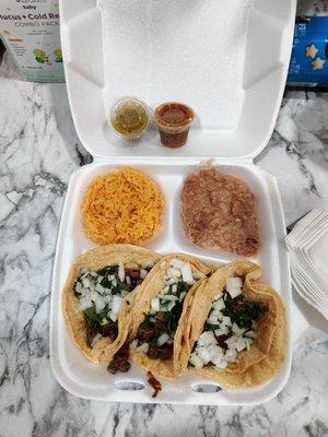 Carne asada 3 taco meal