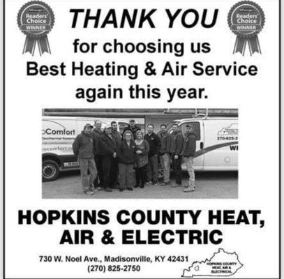 Over 50 years in business. 19 years Reader's Choice Award.