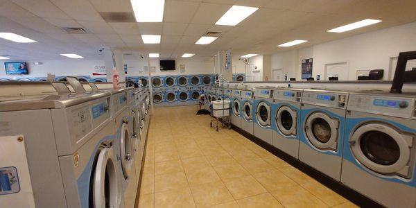 Inside our clean and Attended laundromat.