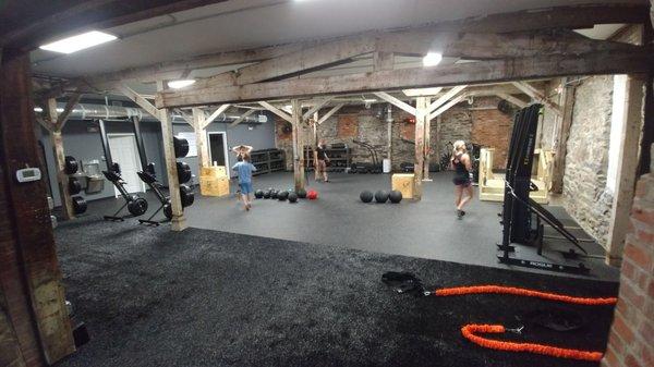 The workout space at Underground Fitness has managed to retain the historical character while being a well appointed space for workouts.