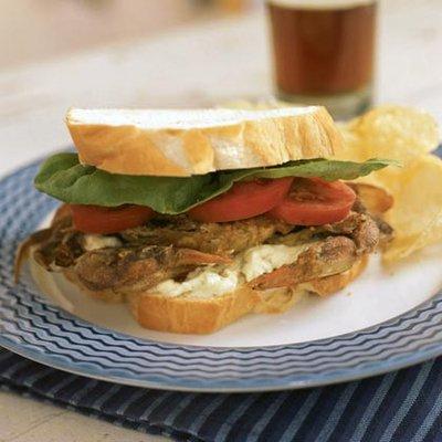 Maryland style soft crab sandwich