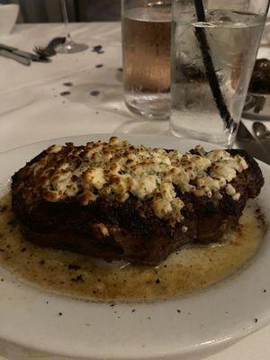 New York Strip with Blue Cheese Crust