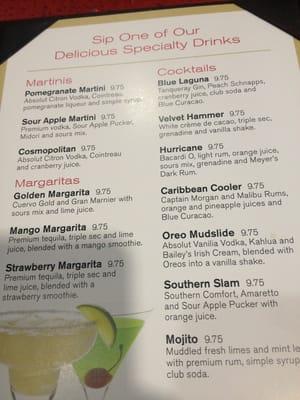 Drink menu