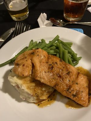 Salmon over potatoes