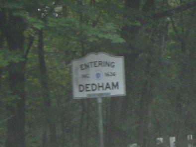 Entering Dedham sign from Needham.