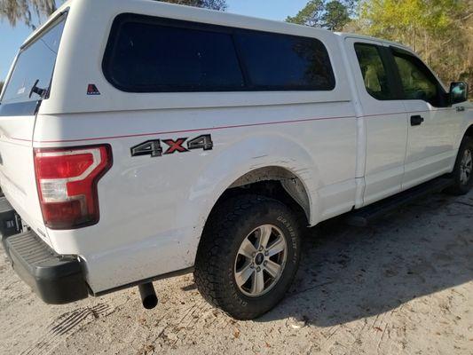 Another damage bed side on this F-150 need to get the metal back in shape and painted back to its factory condition